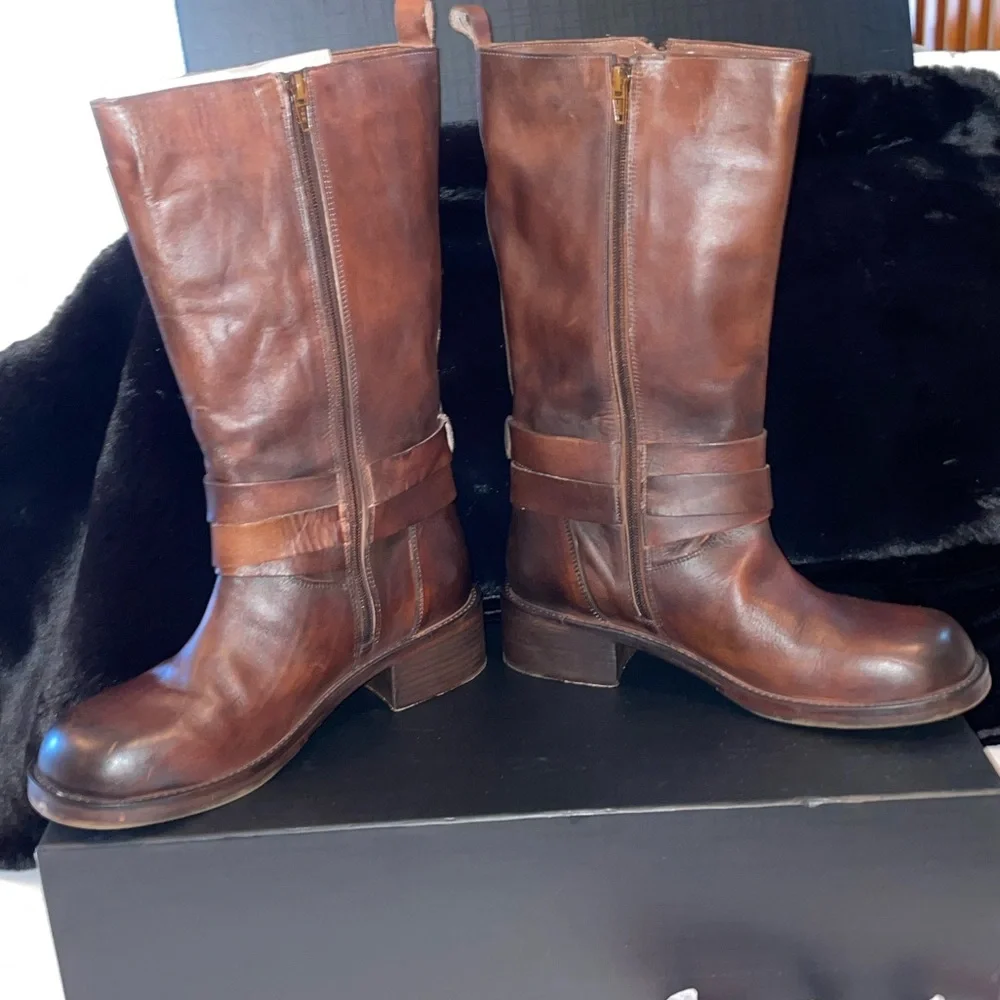 9  Vintage Foundry Co. Cognac Brown Leather Mid-calf Boots  *Philippa* - Picture 9 of 15